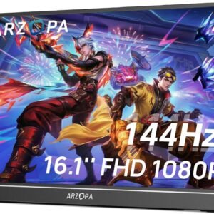 ARZOPA Z1FC 16.1" Portable Monitor – 144Hz FHD IPS Display with HDMI/Type-C, Dual Speakers, Ideal for Laptop, PC, PS5 & Xbox
